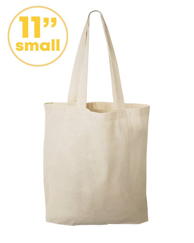 11" SMALL Cotton Tote Bag / Favor Gift Bags - Your Logo Print