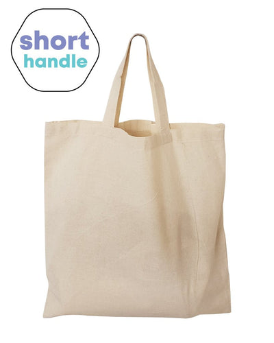 15" Short Handle 100% Cotton Tote Bags / Document Holder Totes - Your Logo Print