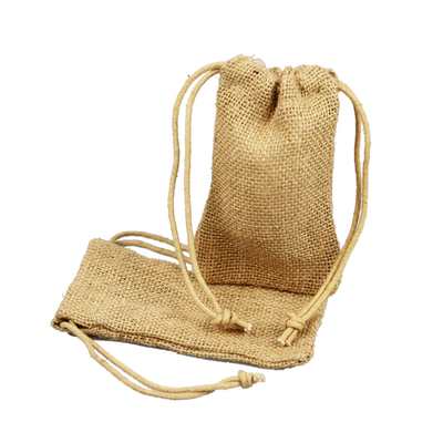 3" x 5" - Mini Burlap Bags with Jute Cord Drawstring Wedding Favor Pouches - Pack of 12 - Your Logo Print