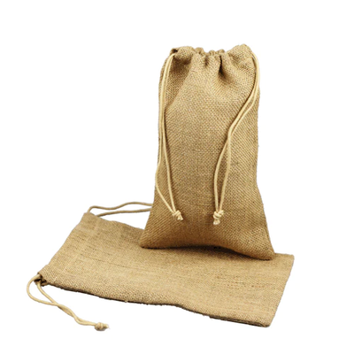 6" x 10" - Large Burlap Favor Gift Pouch with Jute Drawstring Cord - Pack of 12 - Your Logo Print