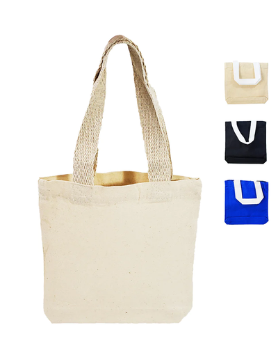 8" Mini Cotton Canvas Gift Tote Bags - Your Logo Print