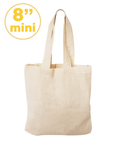 8" Mini Cotton Tote Bag / Favor Gift Bags - Your Logo Print