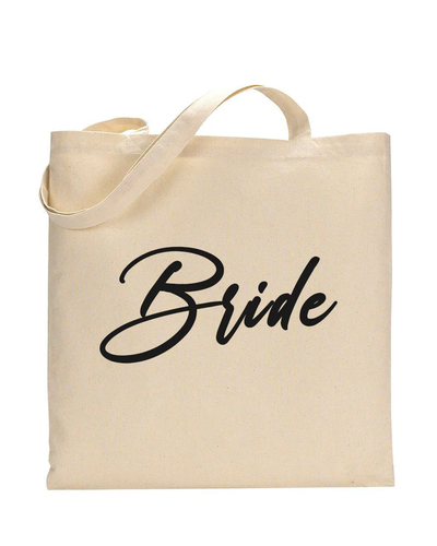 Black Color Bride Tote Bag - Bridal-Wedding Tote Bags - Your Logo Print