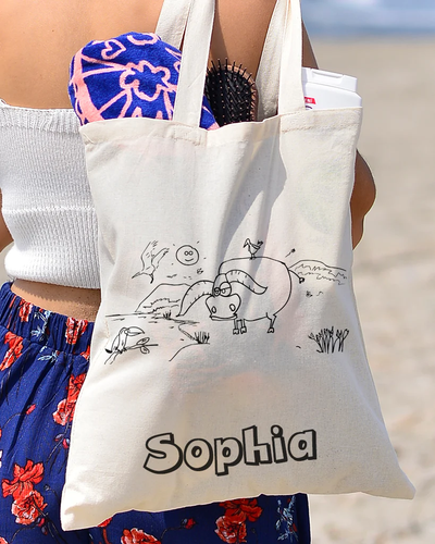 Black Color Lake Tote Bag (Advance Level) - Coloring-Painting Bags for Kids - Your Logo Print