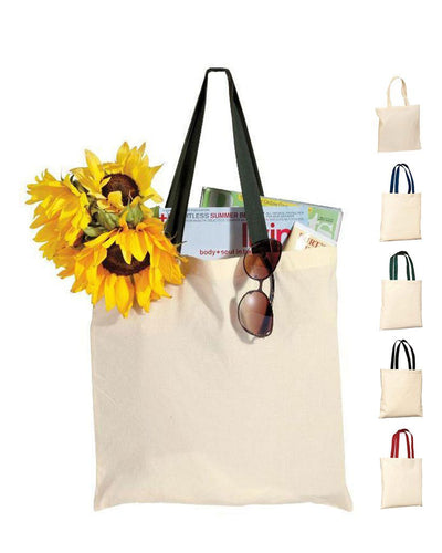 Budget Friendly 100% Cotton Value Tote Bag with Contrast Handles - Your Logo Print
