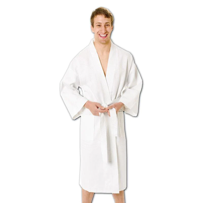 Economical 100% Cotton Italian Waffle Weave Bathrobes - Your Logo Print