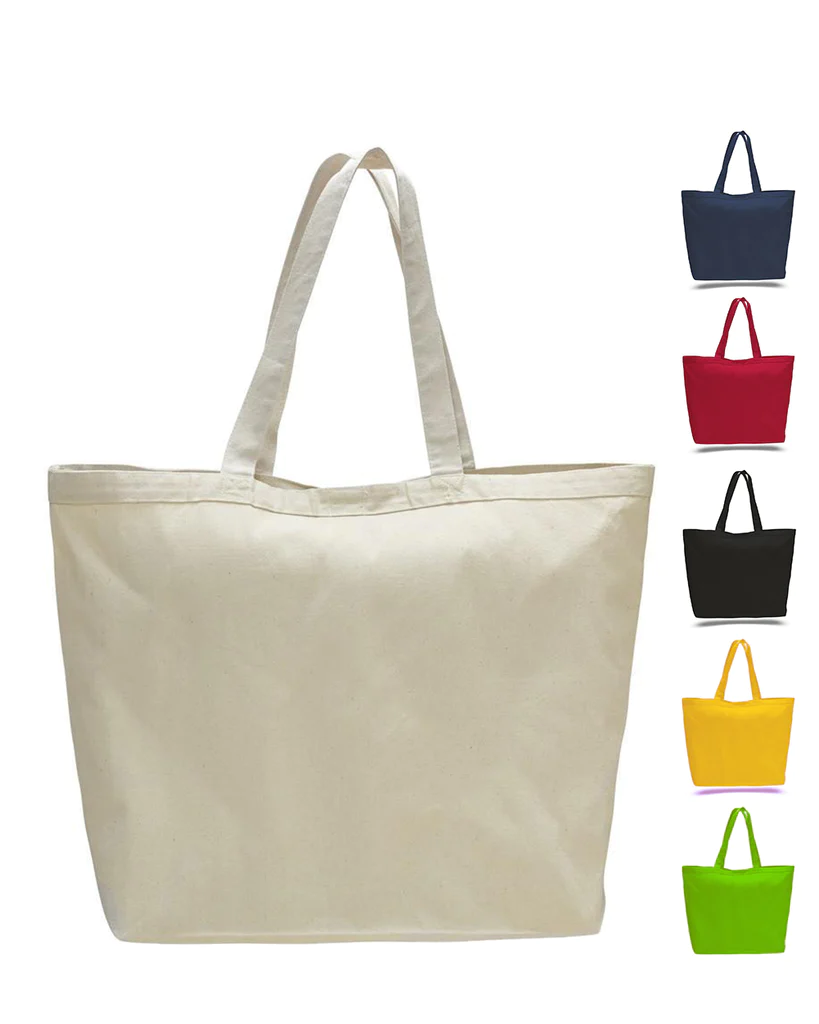 Extra Large Heavy Canvas Tote Bags with Hook and Loop Closure By Pie Your Logo Print
