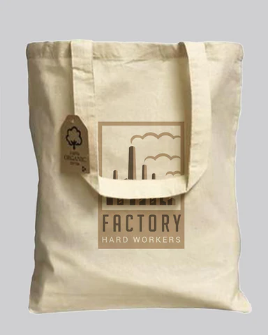Gusseted Organic Canvas Custom Tote Bags - Organic Custom Bags w/Gusset - Your Logo Print