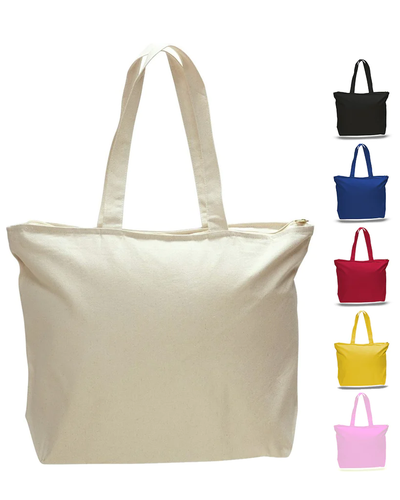 Heavy Canvas Zipper Tote Bag with Inside Zippered Pocket - By Piece - Your Logo Print