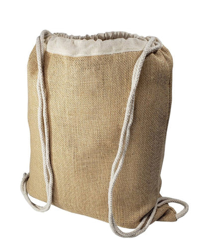 Jute Drawstring Bags / Natural Burlap Backpacks - By Piece - Your Logo Print