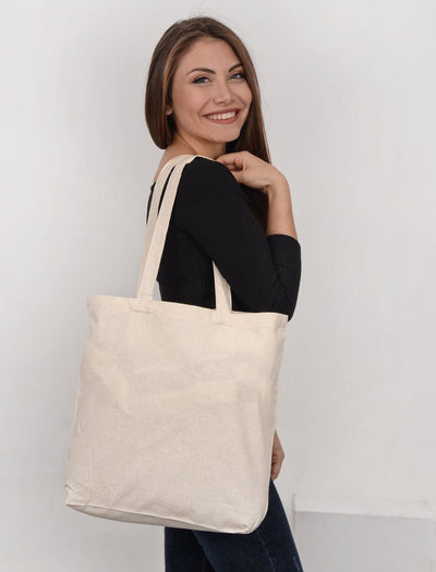 Over-the-Shoulder Grocery Tote Bags 100% Cotton - Your Logo Print