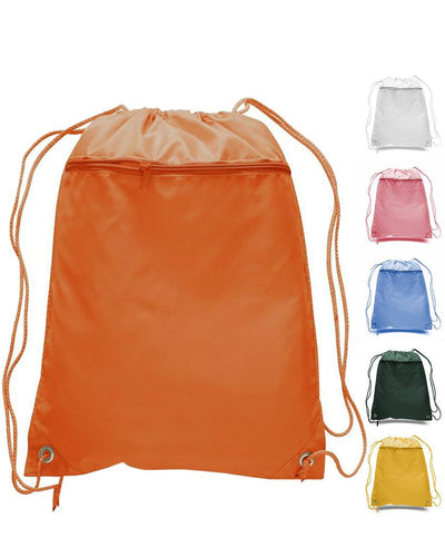 Promotional Polyester Cheap Drawstring Bags with Front Pocket - Your Logo Print