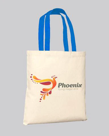 Royal/Natural Color Handle Customized Tote Bags - Promo Logo Tote Bags Two Tone - Your Logo Print
