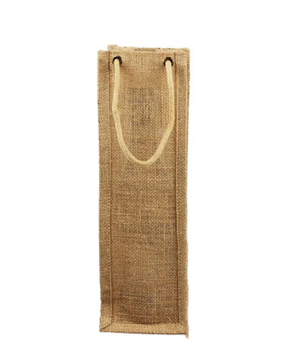 Single Bottle Jute Wine Bags / Burlap Wine Bags with Rope Handles - By Piece - Your Logo Print