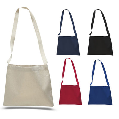 Small Messenger Canvas Tote Bag with Long Straps - By Piece - Your Logo Print