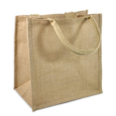 Square Burlap Bags - Wholesale Jute Tote Bags W/Deep Full Gusset - Your Logo Print