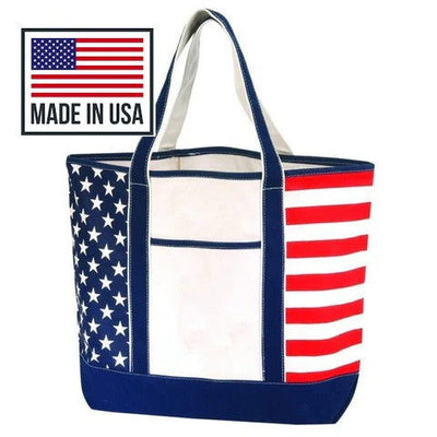 Stars and Stripes Canvas Tote Bag - Made in USA (By Piece) - Your Logo Print