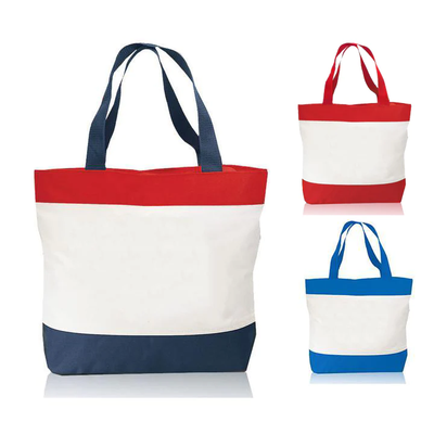 Tri-Color Deluxe Poly Zipper Beach Tote Bags - By Piece - Your Logo Print