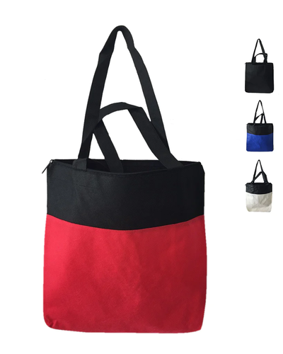 Value Non-Woven Tote Bag with Zipper Two-Tone - Your Logo Print
