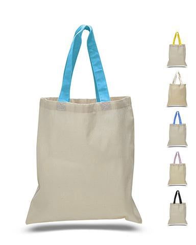 Wholesale Tote Bags With Color Handles 100% Cotton (By Piece) - Your Logo Print