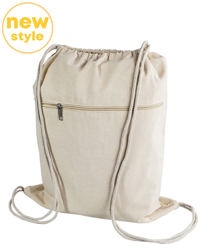 Zippered Cotton Canvas Drawstring Bag Backpack (By Piece) - Your Logo Print